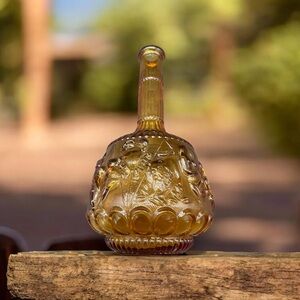 Vintage Empoli Amber Glass Bottle – Zodiac Design